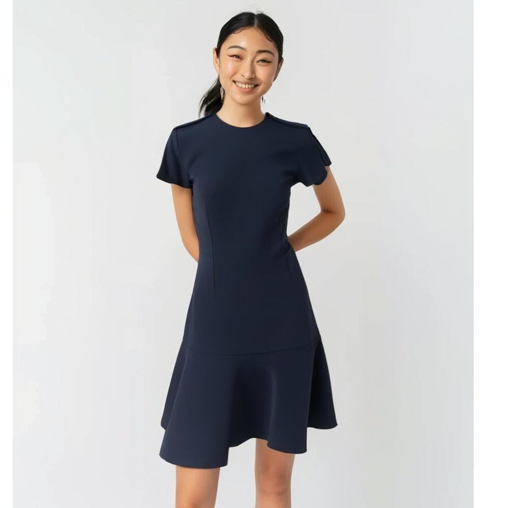 Banana Republic Flounce Hem Fit and Flare Dress in Navy